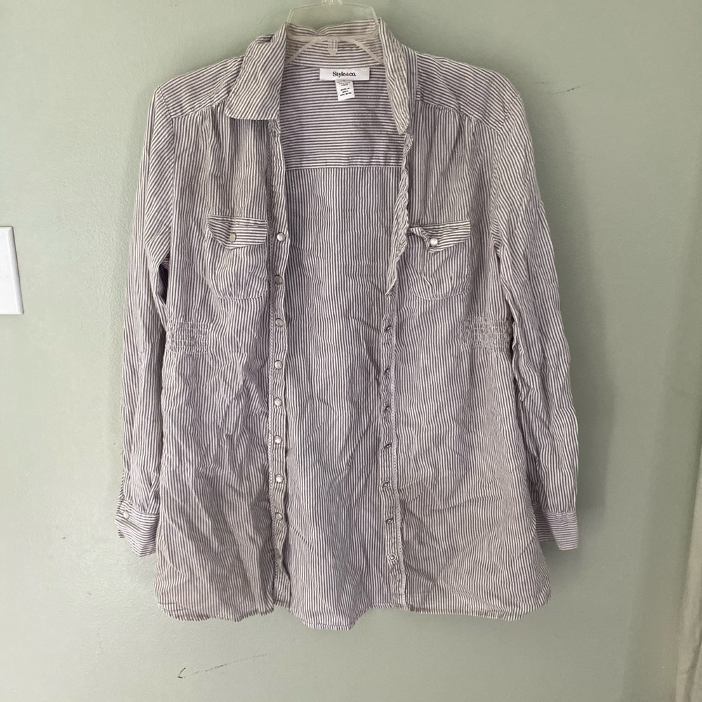 stripped button down